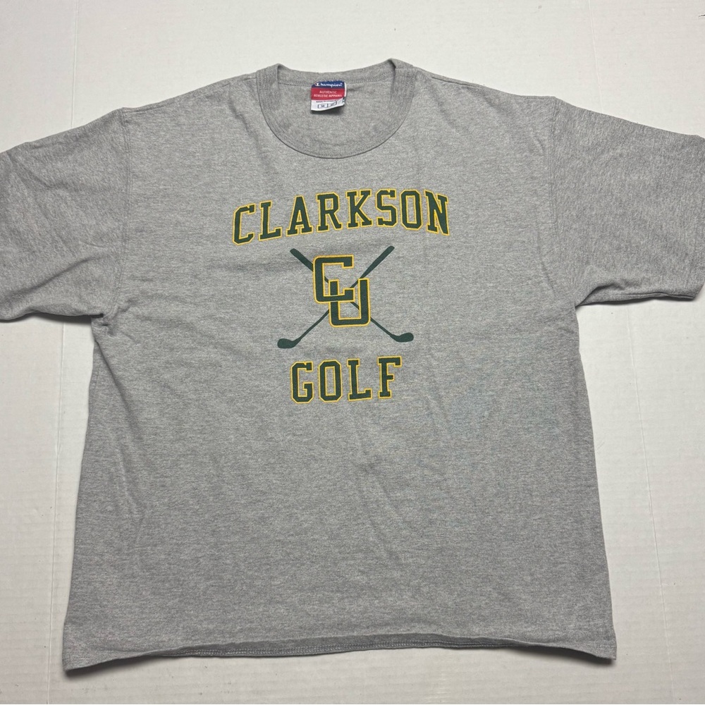 Champion Clarkson University CU Golf Crew Neck T-Shirt In Grey Size: Medium